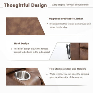 Lay Flat Lift Recliner Chair with Massage & Heat for Elderly People, Electric Power Lift Chair w/Dual Motor, 2 Stainless Steel Cup Holders and 2 Remote Controls, Breathable Leather Grey