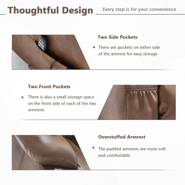 Lay Flat Lift Recliner Chair with Massage & Heat for Elderly People, Electric Power Lift Chair w/Dual Motor, 2 Stainless Steel Cup Holders and 2 Remote Controls, Breathable Leather Grey