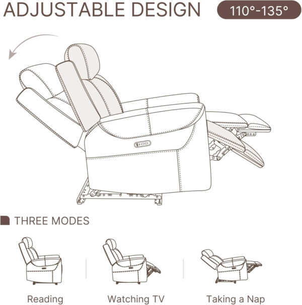 Leather Recliner Chair for Adults Wall Hugger RV Recliner with USB Charging Ports Electric Power Reclining Sofa for Living Room Home Theater Seating Bedroom