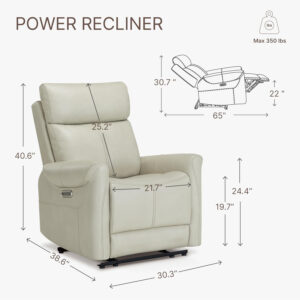 Leather Recliner Chair for Adults Wall Hugger RV Recliner with USB Charging Ports Electric Power Reclining Sofa for Living Room Home Theater Seating Bedroom
