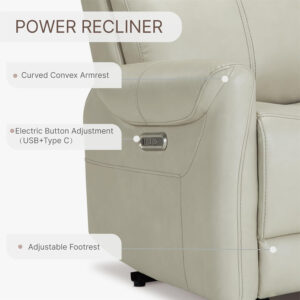 Leather Recliner Chair for Adults Wall Hugger RV Recliner with USB Charging Ports Electric Power Reclining Sofa for Living Room Home Theater Seating Bedroom