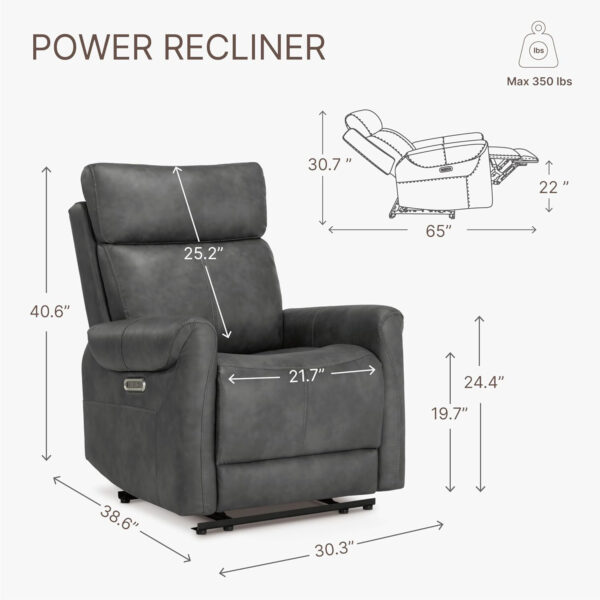 Leather Recliner Chair for Adults Wall Hugger RV Recliner with USB Charging Ports Electric Power Reclining Sofa for Living Room Home Theater Seating Bedroom