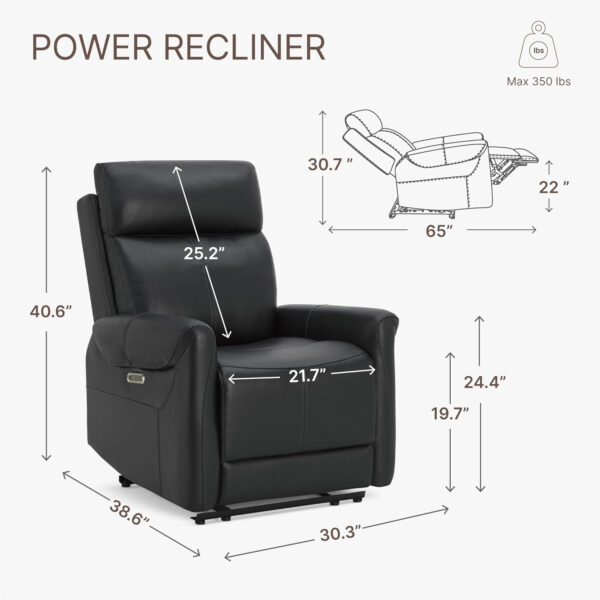 Leather Recliner Chair for Adults Wall Hugger RV Recliner with USB Charging Ports Electric Power Reclining Sofa for Living Room Home Theater Seating Bedroom