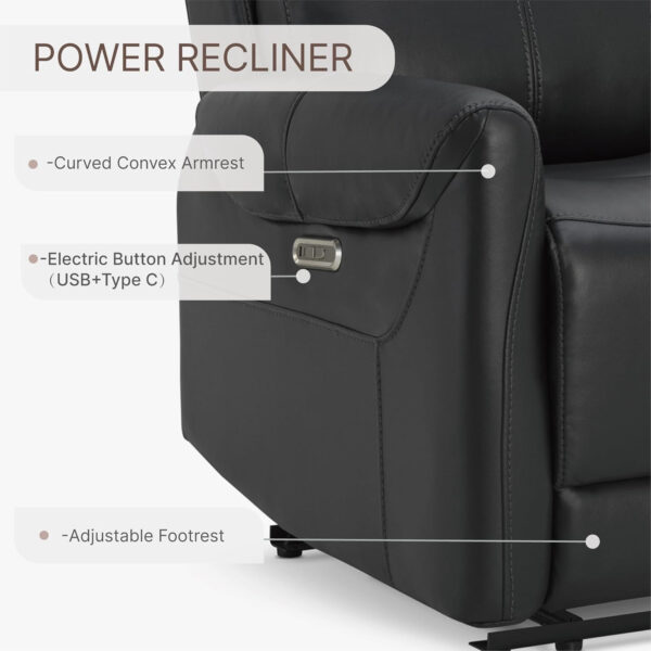 Leather Recliner Chair for Adults Wall Hugger RV Recliner with USB Charging Ports Electric Power Reclining Sofa for Living Room Home Theater Seating Bedroom
