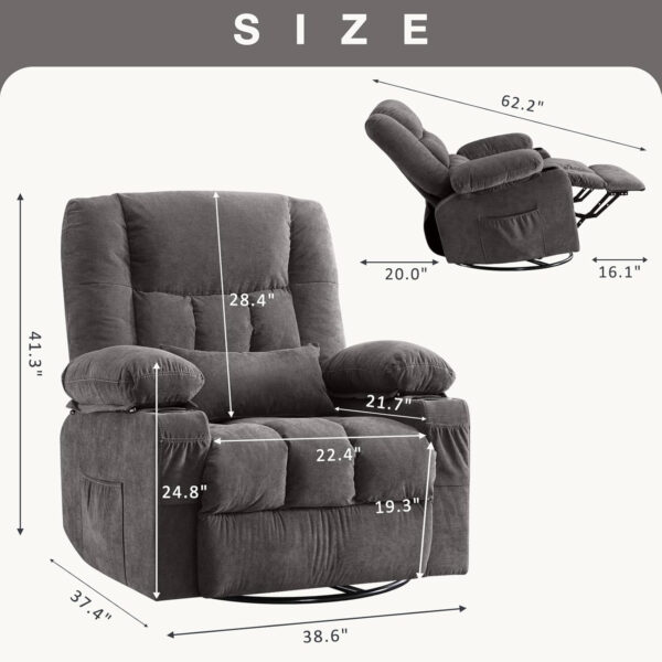 68868d2d992cc54bd8b1587342352bb23227cef92f829868e03d6.jpg Massage Swivel Rocker Recliner Chair with Vibration Massage and Heat Ergonomic Lounge Chair for Living Room with Rocking Function and Side Pocket, 2 Cup Holders, USB Charge Port