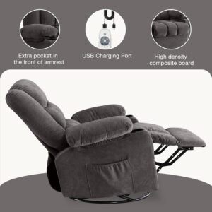 68868d38e971b2e1073a353789b0e0e6f8863418700dea10b955a.jpg Massage Swivel Rocker Recliner Chair with Vibration Massage and Heat Ergonomic Lounge Chair for Living Room with Rocking Function and Side Pocket, 2 Cup Holders, USB Charge Port