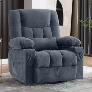 68868d3d3f4bf7396b6080da42e9b7bfbfd6e089fe5a5208d9f0b.jpg Massage Swivel Rocker Recliner Chair with Vibration Massage and Heat Ergonomic Lounge Chair for Living Room with Rocking Function and Side Pocket, 2 Cup Holders, USB Charge Port