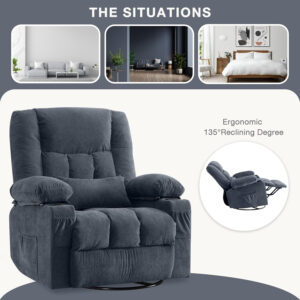 68868d4396cd2f914786709121d2635bdfaf2ac52daf7f9bece86.jpg Massage Swivel Rocker Recliner Chair with Vibration Massage and Heat Ergonomic Lounge Chair for Living Room with Rocking Function and Side Pocket, 2 Cup Holders, USB Charge Port