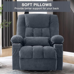 68868d460e6504f5747783717355850325053c406a8413a5c5542.jpg Massage Swivel Rocker Recliner Chair with Vibration Massage and Heat Ergonomic Lounge Chair for Living Room with Rocking Function and Side Pocket, 2 Cup Holders, USB Charge Port