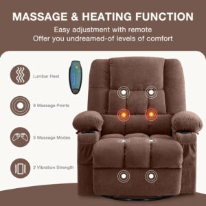 68868d50bbc3af5fc4c36d0d341fac17e4133ae7958631756e172.jpg Massage Swivel Rocker Recliner Chair with Vibration Massage and Heat Ergonomic Lounge Chair for Living Room with Rocking Function and Side Pocket, 2 Cup Holders, USB Charge Port