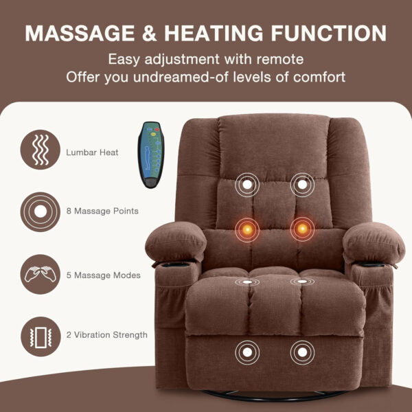 68868d50bbc3af5fc4c36d0d341fac17e4133ae7958631756e172.jpg Massage Swivel Rocker Recliner Chair with Vibration Massage and Heat Ergonomic Lounge Chair for Living Room with Rocking Function and Side Pocket, 2 Cup Holders, USB Charge Port