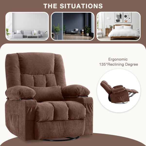 68868d5215f7be9b895e332e95030059ab3cf49428cf44e3197a8.jpg Massage Swivel Rocker Recliner Chair with Vibration Massage and Heat Ergonomic Lounge Chair for Living Room with Rocking Function and Side Pocket, 2 Cup Holders, USB Charge Port
