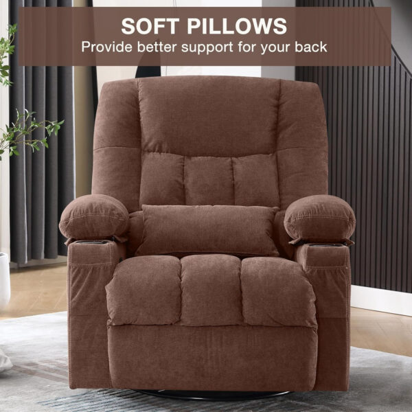 68868d535013dbdee0edccb160fce42362e7ee5eaa57ecf9398d3.jpg Massage Swivel Rocker Recliner Chair with Vibration Massage and Heat Ergonomic Lounge Chair for Living Room with Rocking Function and Side Pocket, 2 Cup Holders, USB Charge Port
