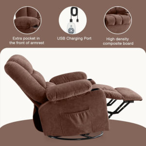 68868d5471e1e31a6813122926ec4d32a5751c359b19cb9e76799.jpg Massage Swivel Rocker Recliner Chair with Vibration Massage and Heat Ergonomic Lounge Chair for Living Room with Rocking Function and Side Pocket, 2 Cup Holders, USB Charge Port