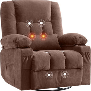 68868d56b2f91ce4be6923e40f0300d35808f5df36897f5ad684b.jpg Massage Swivel Rocker Recliner Chair with Vibration Massage and Heat Ergonomic Lounge Chair for Living Room with Rocking Function and Side Pocket, 2 Cup Holders, USB Charge Port