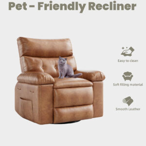 GarveeHome Oversized Recliner Chair - Faux PU Leather Manual Recliner for Adults, Lazy Chair with 1.5X Sponge Comfort Arm and Back for Living Room, Bedroom