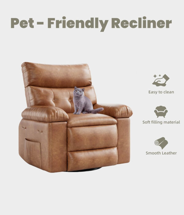 GarveeHome Oversized Recliner Chair - Faux PU Leather Manual Recliner for Adults, Lazy Chair with 1.5X Sponge Comfort Arm and Back for Living Room, Bedroom