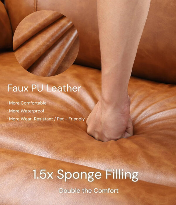 GarveeHome Oversized Recliner Chair - Faux PU Leather Manual Recliner for Adults, Lazy Chair with 1.5X Sponge Comfort Arm and Back for Living Room, Bedroom