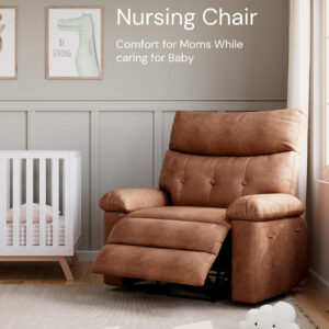 GarveeHome Oversized Recliner Chair - Faux PU Leather Manual Recliner for Adults, Lazy Chair with 1.5X Sponge Comfort Arm and Back for Living Room, Bedroom