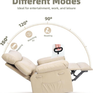 GarveeHome Oversized Recliner Chair - Faux PU Leather Manual Recliner for Adults, Lazy Chair with 1.5X Sponge Comfort Arm and Back for Living Room, Bedroom