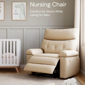 GarveeHome Oversized Recliner Chair - Faux PU Leather Manual Recliner for Adults, Lazy Chair with 1.5X Sponge Comfort Arm and Back for Living Room, Bedroom