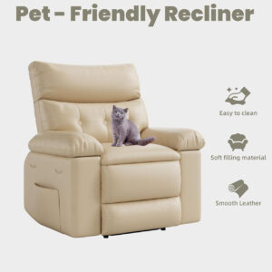 GarveeHome Oversized Recliner Chair - Faux PU Leather Manual Recliner for Adults, Lazy Chair with 1.5X Sponge Comfort Arm and Back for Living Room, Bedroom