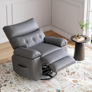 GarveeHome Oversized Recliner Chair - Faux PU Leather Manual Recliner for Adults, Lazy Chair with 1.5X Sponge Comfort Arm and Back for Living Room, Bedroom