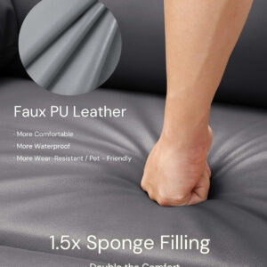 GarveeHome Oversized Recliner Chair - Faux PU Leather Manual Recliner for Adults, Lazy Chair with 1.5X Sponge Comfort Arm and Back for Living Room, Bedroom