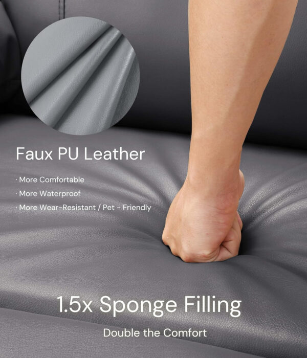 GarveeHome Oversized Recliner Chair - Faux PU Leather Manual Recliner for Adults, Lazy Chair with 1.5X Sponge Comfort Arm and Back for Living Room, Bedroom