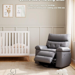 GarveeHome Oversized Recliner Chair - Faux PU Leather Manual Recliner for Adults, Lazy Chair with 1.5X Sponge Comfort Arm and Back for Living Room, Bedroom