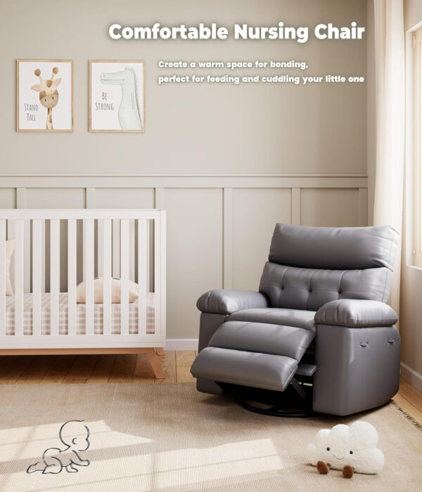 GarveeHome Oversized Recliner Chair - Faux PU Leather Manual Recliner for Adults, Lazy Chair with 1.5X Sponge Comfort Arm and Back for Living Room, Bedroom