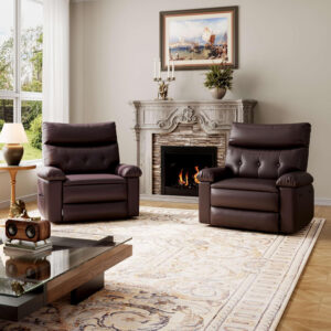 GarveeHome Oversized Recliner Chair - Faux PU Leather Manual Recliner for Adults, Lazy Chair with 1.5X Sponge Comfort Arm and Back for Living Room, Bedroom