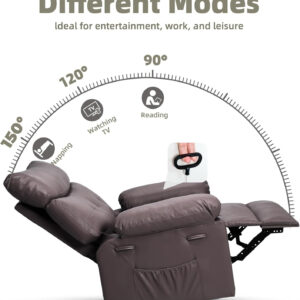 GarveeHome Oversized Recliner Chair - Faux PU Leather Manual Recliner for Adults, Lazy Chair with 1.5X Sponge Comfort Arm and Back for Living Room, Bedroom