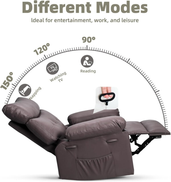 GarveeHome Oversized Recliner Chair - Faux PU Leather Manual Recliner for Adults, Lazy Chair with 1.5X Sponge Comfort Arm and Back for Living Room, Bedroom