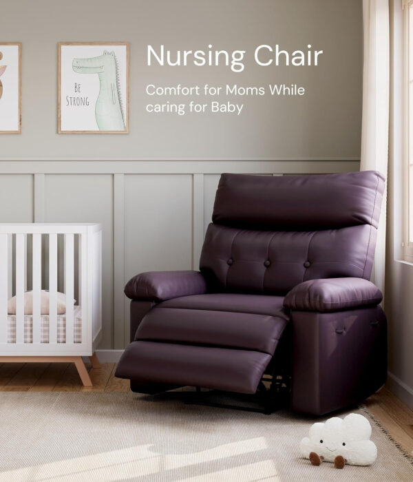 GarveeHome Oversized Recliner Chair - Faux PU Leather Manual Recliner for Adults, Lazy Chair with 1.5X Sponge Comfort Arm and Back for Living Room, Bedroom