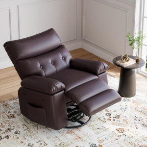 GarveeHome Oversized Recliner Chair - Faux PU Leather Manual Recliner for Adults, Lazy Chair with 1.5X Sponge Comfort Arm and Back for Living Room, Bedroom