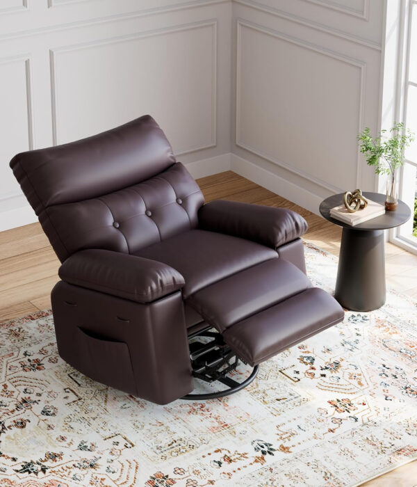 GarveeHome Oversized Recliner Chair - Faux PU Leather Manual Recliner for Adults, Lazy Chair with 1.5X Sponge Comfort Arm and Back for Living Room, Bedroom