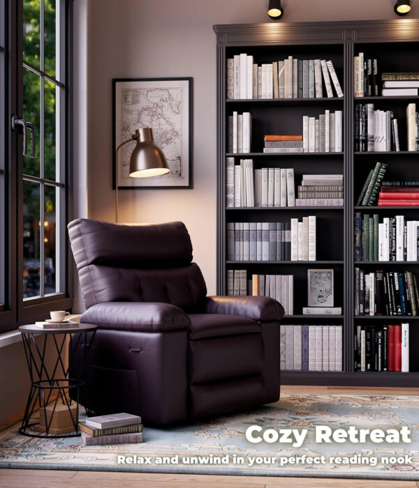 GarveeHome Oversized Recliner Chair - Faux PU Leather Manual Recliner for Adults, Lazy Chair with 1.5X Sponge Comfort Arm and Back for Living Room, Bedroom