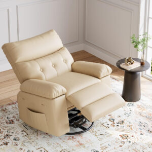 GarveeHome Oversized Recliner Chair - Faux PU Leather Manual Recliner for Adults, Lazy Chair with 1.5X Sponge Comfort Arm and Back for Living Room, Bedroom