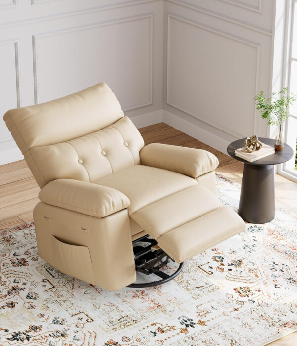 GarveeHome Oversized Recliner Chair - Faux PU Leather Manual Recliner for Adults, Lazy Chair with 1.5X Sponge Comfort Arm and Back for Living Room, Bedroom