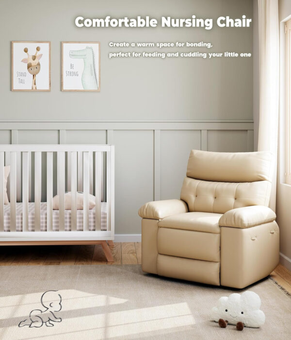 GarveeHome Oversized Recliner Chair - Faux PU Leather Manual Recliner for Adults, Lazy Chair with 1.5X Sponge Comfort Arm and Back for Living Room, Bedroom