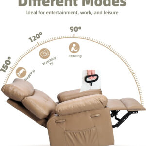 GarveeHome Oversized Recliner Chair - Faux PU Leather Manual Recliner for Adults, Lazy Chair with 1.5X Sponge Comfort Arm and Back for Living Room, Bedroom