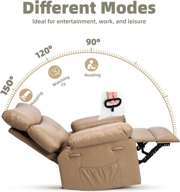 GarveeHome Oversized Recliner Chair - Faux PU Leather Manual Recliner for Adults, Lazy Chair with 1.5X Sponge Comfort Arm and Back for Living Room, Bedroom