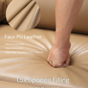 GarveeHome Oversized Recliner Chair - Faux PU Leather Manual Recliner for Adults, Lazy Chair with 1.5X Sponge Comfort Arm and Back for Living Room, Bedroom