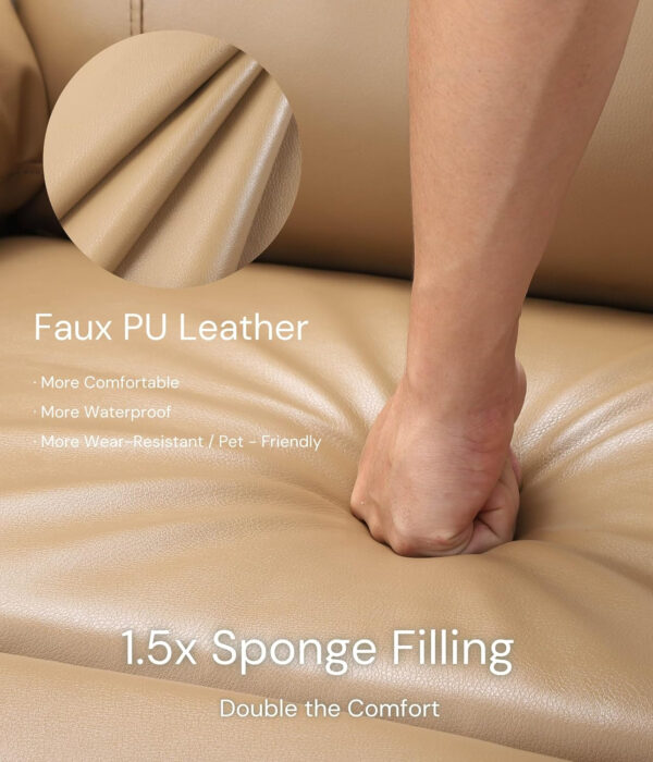 GarveeHome Oversized Recliner Chair - Faux PU Leather Manual Recliner for Adults, Lazy Chair with 1.5X Sponge Comfort Arm and Back for Living Room, Bedroom