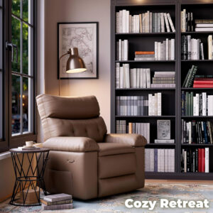 GarveeHome Oversized Recliner Chair - Faux PU Leather Manual Recliner for Adults, Lazy Chair with 1.5X Sponge Comfort Arm and Back for Living Room, Bedroom