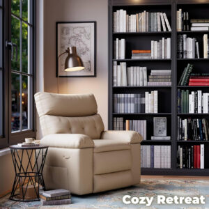 GarveeHome Oversized Recliner Chair - Faux PU Leather Manual Recliner for Adults, Lazy Chair with 1.5X Sponge Comfort Arm and Back for Living Room, Bedroom