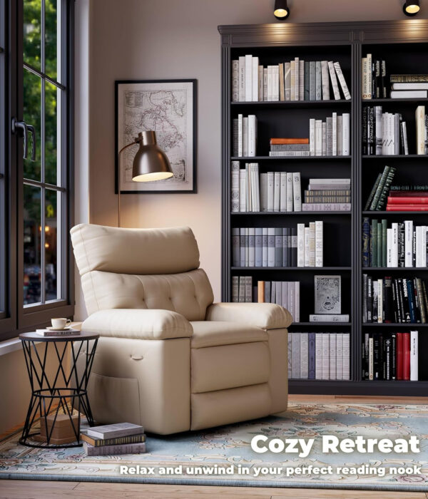 GarveeHome Oversized Recliner Chair - Faux PU Leather Manual Recliner for Adults, Lazy Chair with 1.5X Sponge Comfort Arm and Back for Living Room, Bedroom