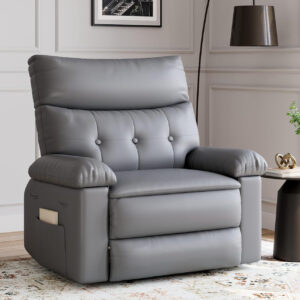 GarveeHome Oversized Recliner Chair - Faux PU Leather Manual Recliner for Adults, Lazy Chair with 1.5X Sponge Comfort Arm and Back for Living Room, Bedroom