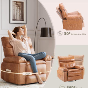 GarveeHome Oversized Recliner Chair - Faux PU Leather Manual Recliner for Adults, Lazy Chair with 1.5X Sponge Comfort Arm and Back for Living Room, Bedroom